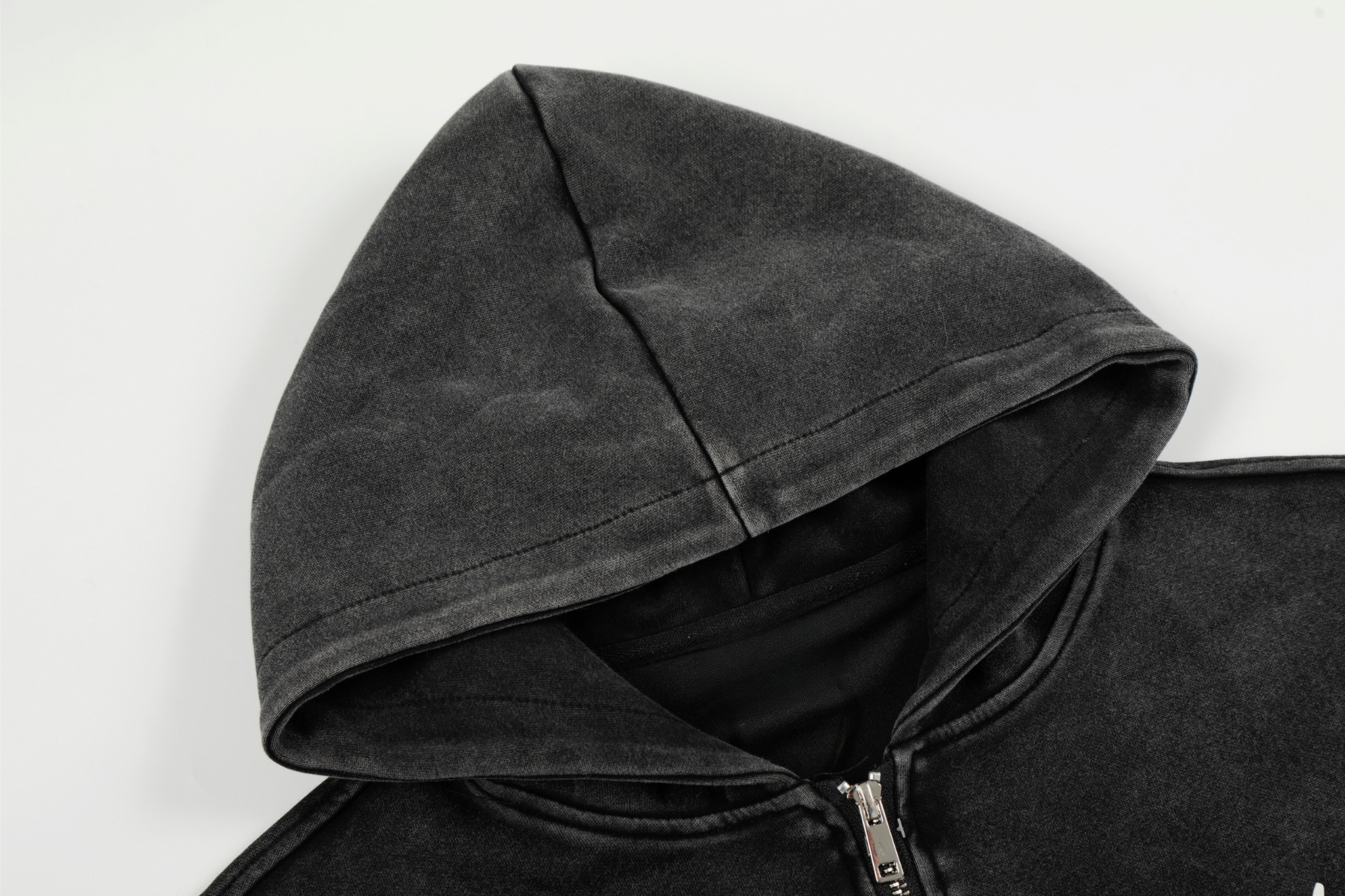 3-6-5.shop Distressed Graphic Zip Hoodie
