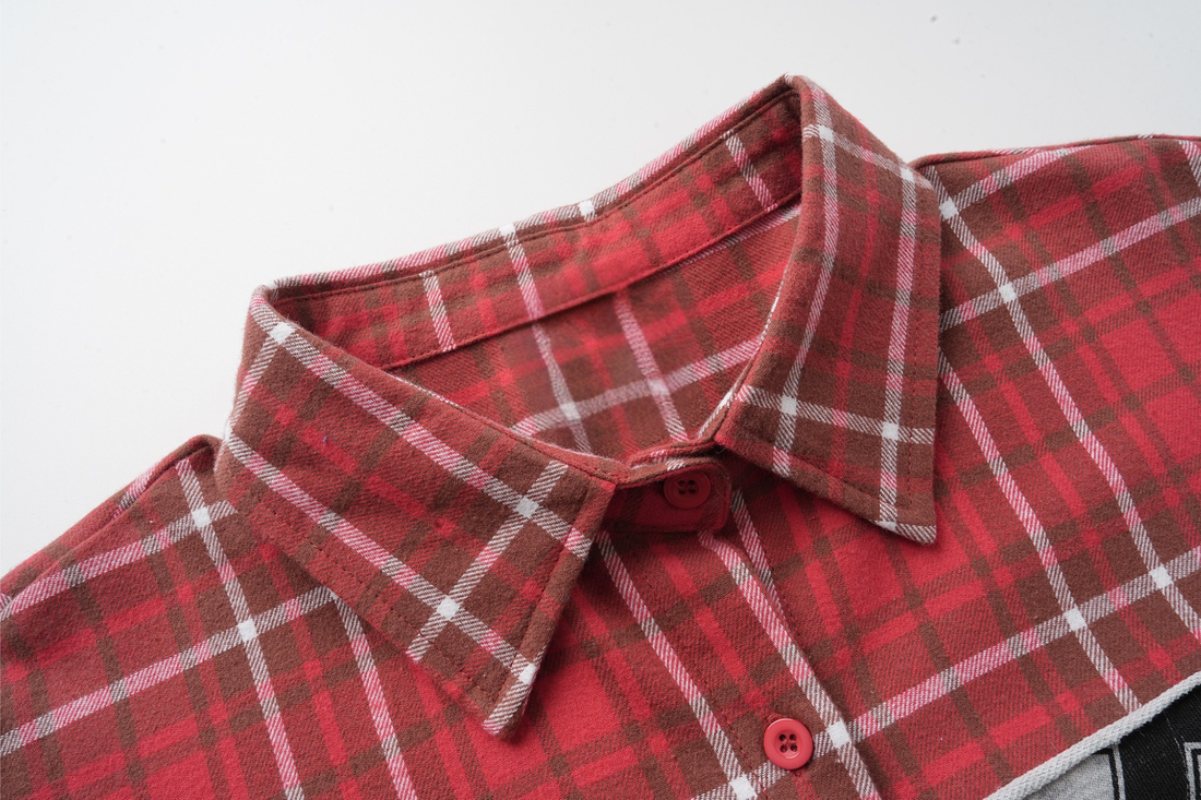 3-6-5.shop Patchwork Plaid Button-Up Shirt