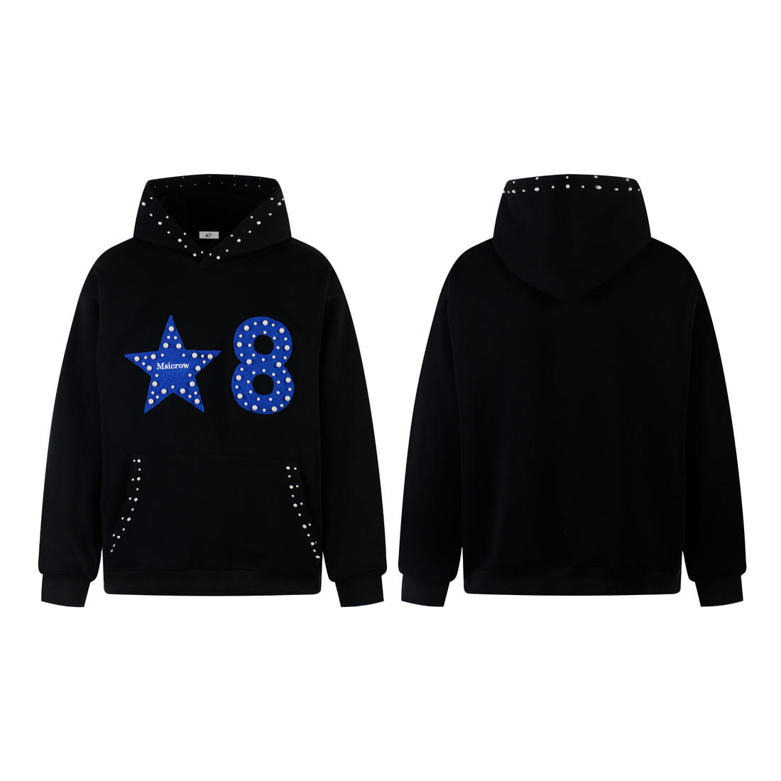 3-6-5.shop Star & Number Appliqué Hoodie