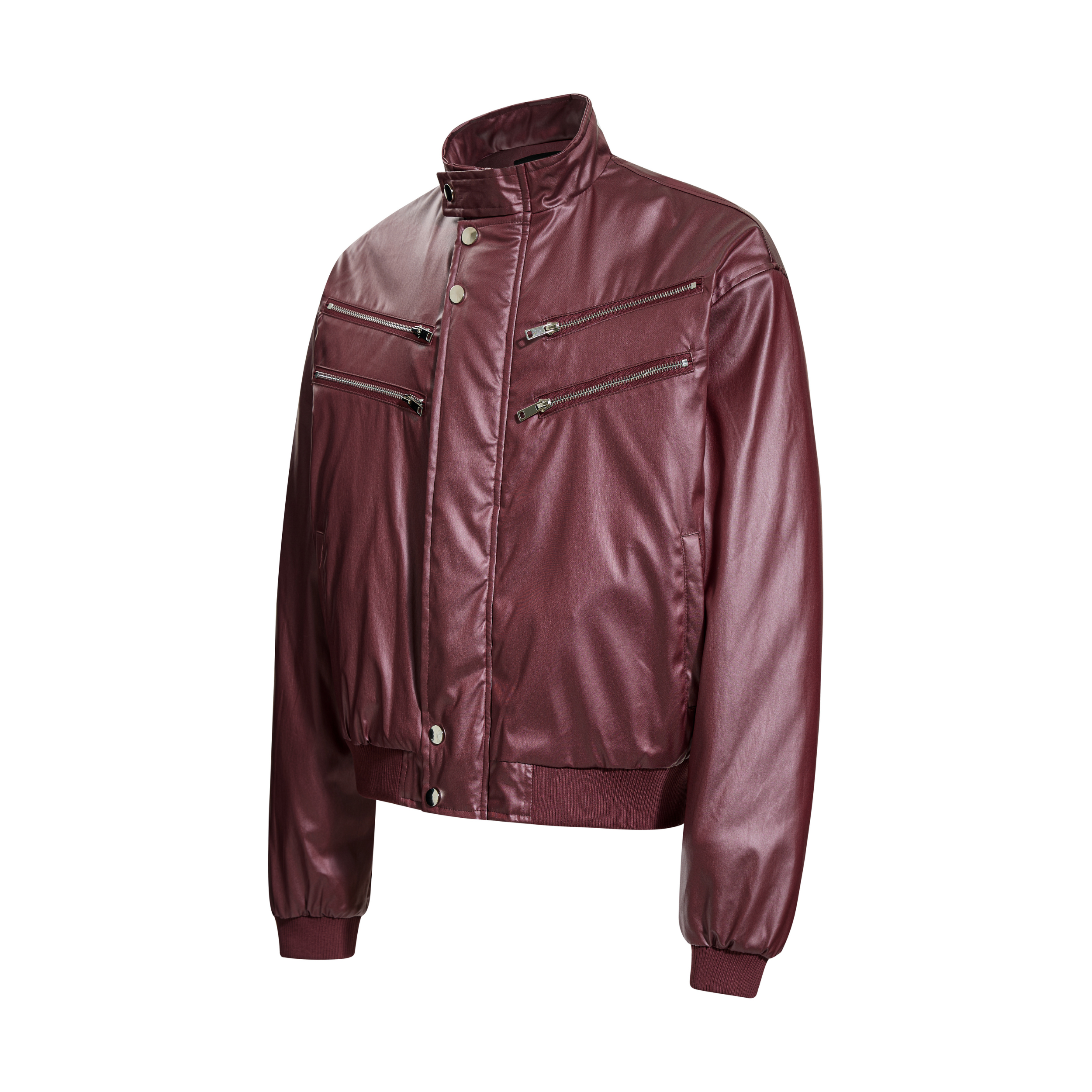 3-6-5.shop Dual-Zip PU Bomber Jacket