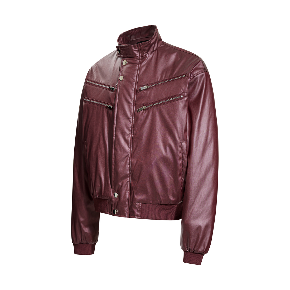 3-6-5.shop Dual-Zip PU Bomber Jacket