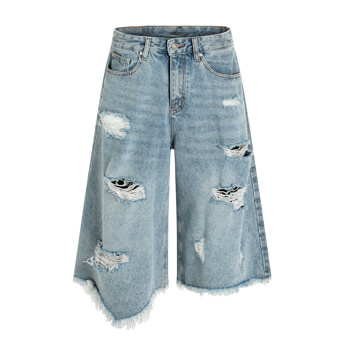 3-6-5.shop Destroyed Fringe Denim Shorts