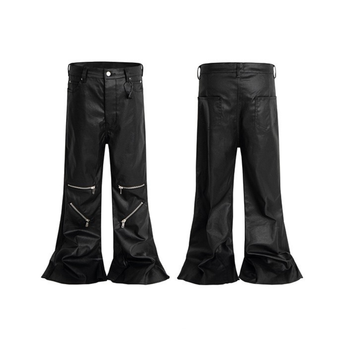 3-6-5.shop Blade-Cut Zip Leather Pants