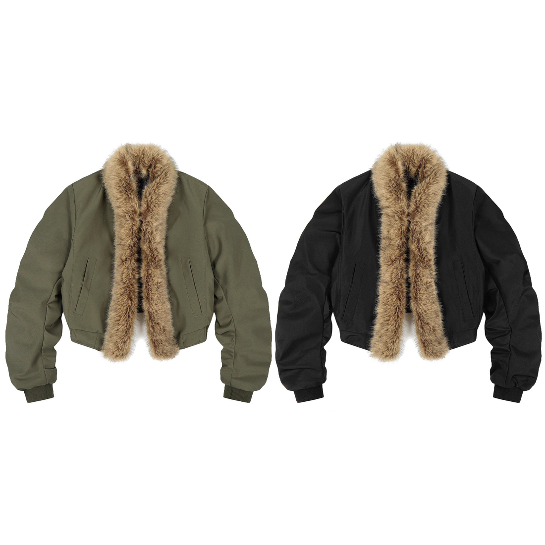 3-6-5.shop Detachable Faux Fur Scarf Bomber Jacket