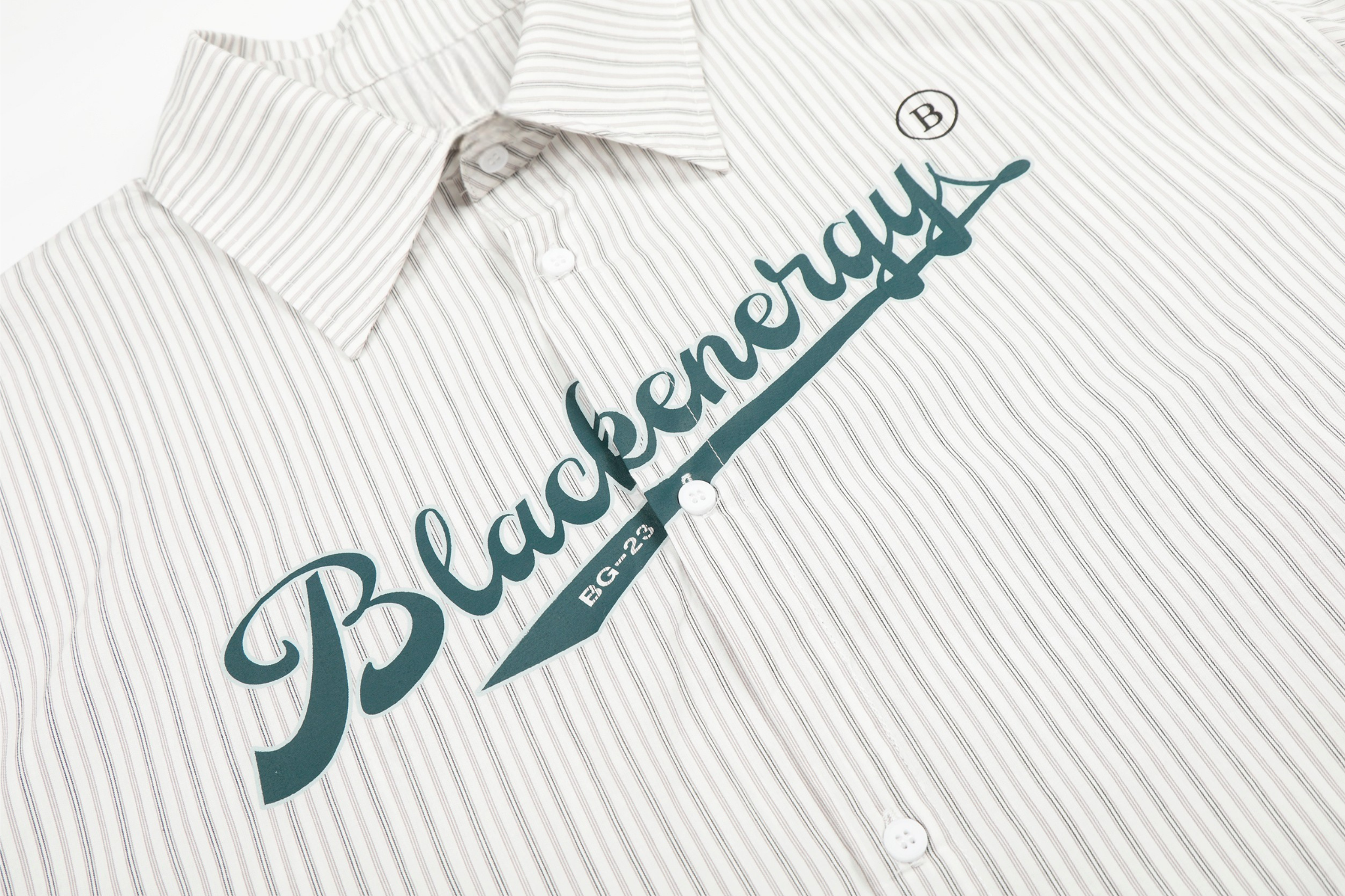 3-6-5.shop Striped Logo Button-Up Shirt