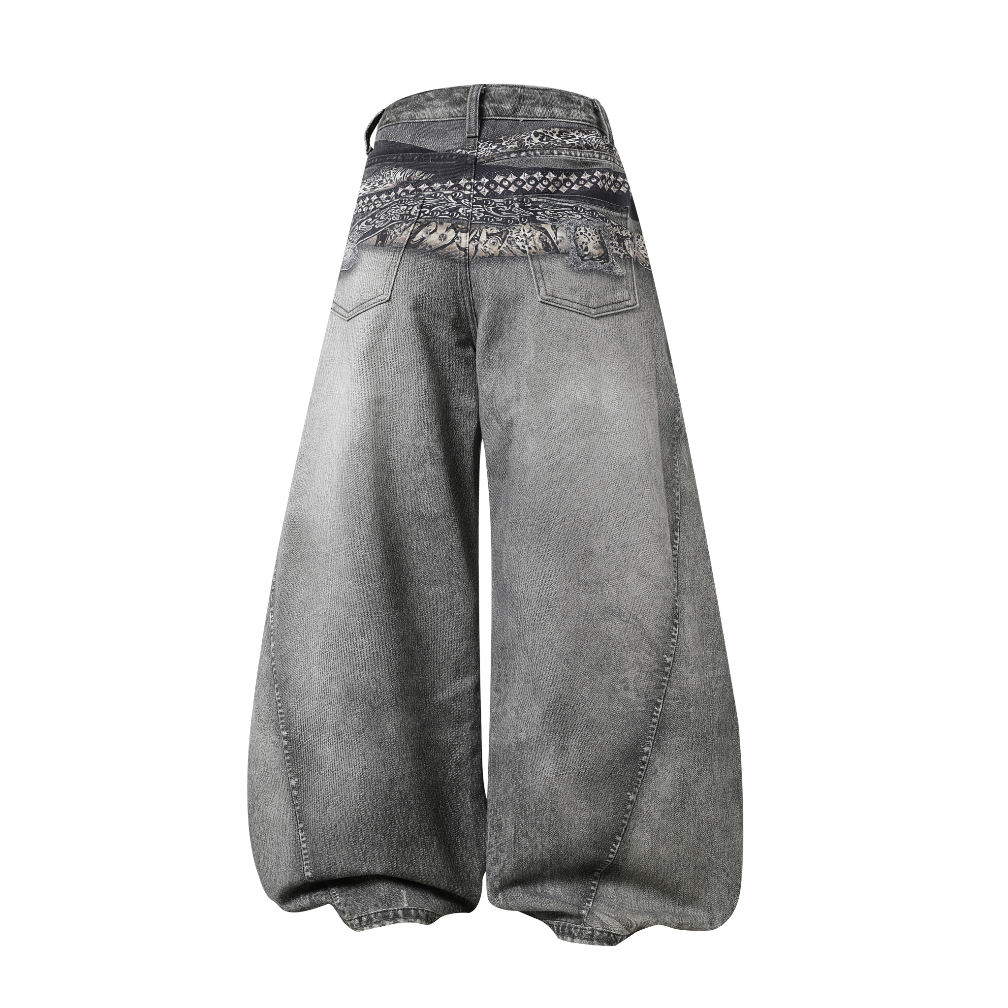 3-6-5.shop Bandana Patch Curved Denim Pants