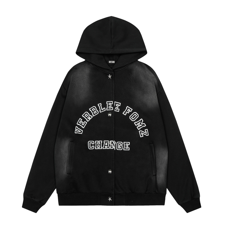 3-6-5.shop “Change” Spray-Fade Varsity Hoodie Jacket