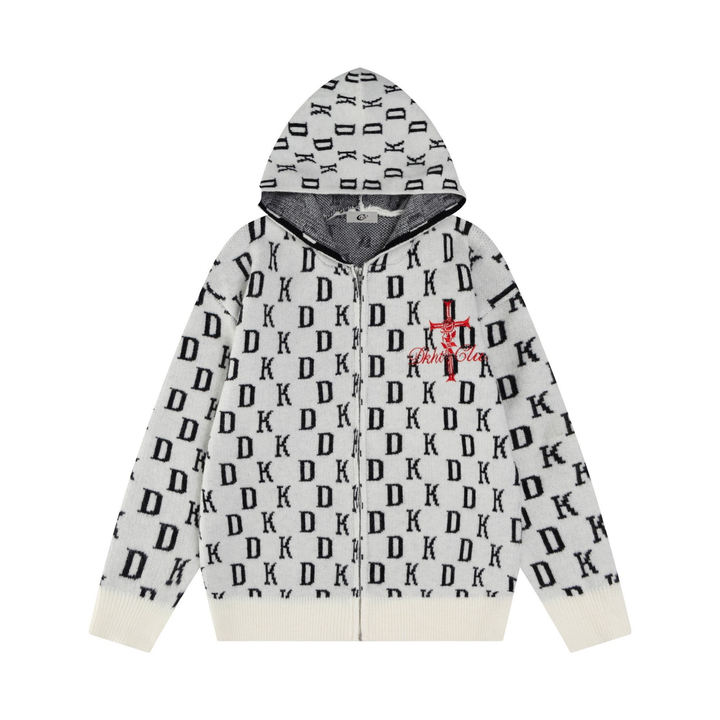 3-6-5.shop DK Allover Knit Zip Hoodie