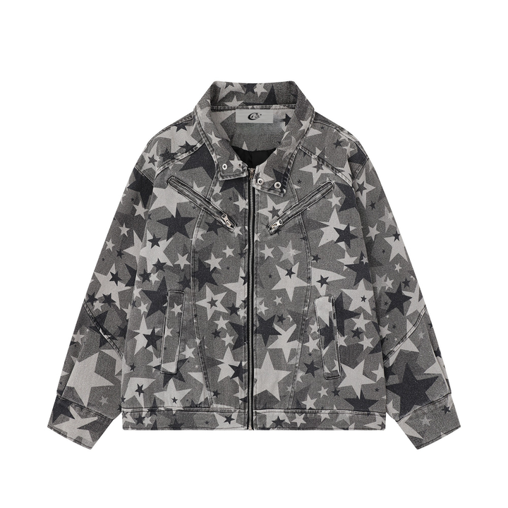 3-6-5.shop Star Pattern Denim Jacket