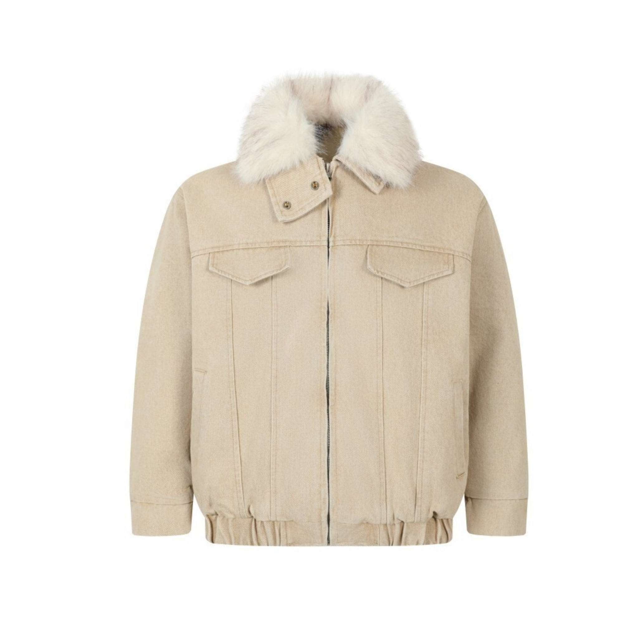 3-6-5.shop Faux Fur Collar Denim Jacket