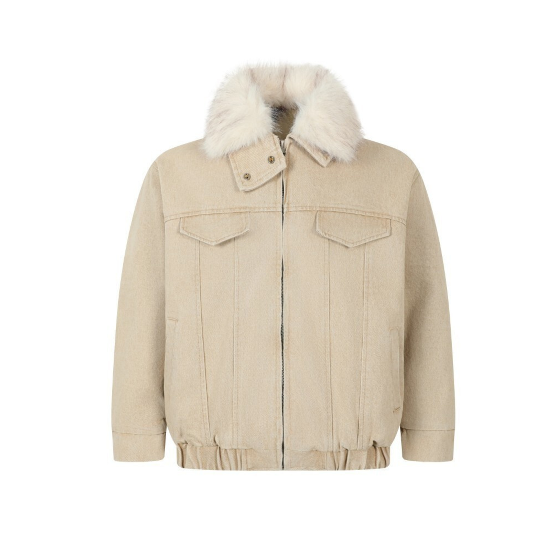 3-6-5.shop Faux Fur Collar Denim Jacket