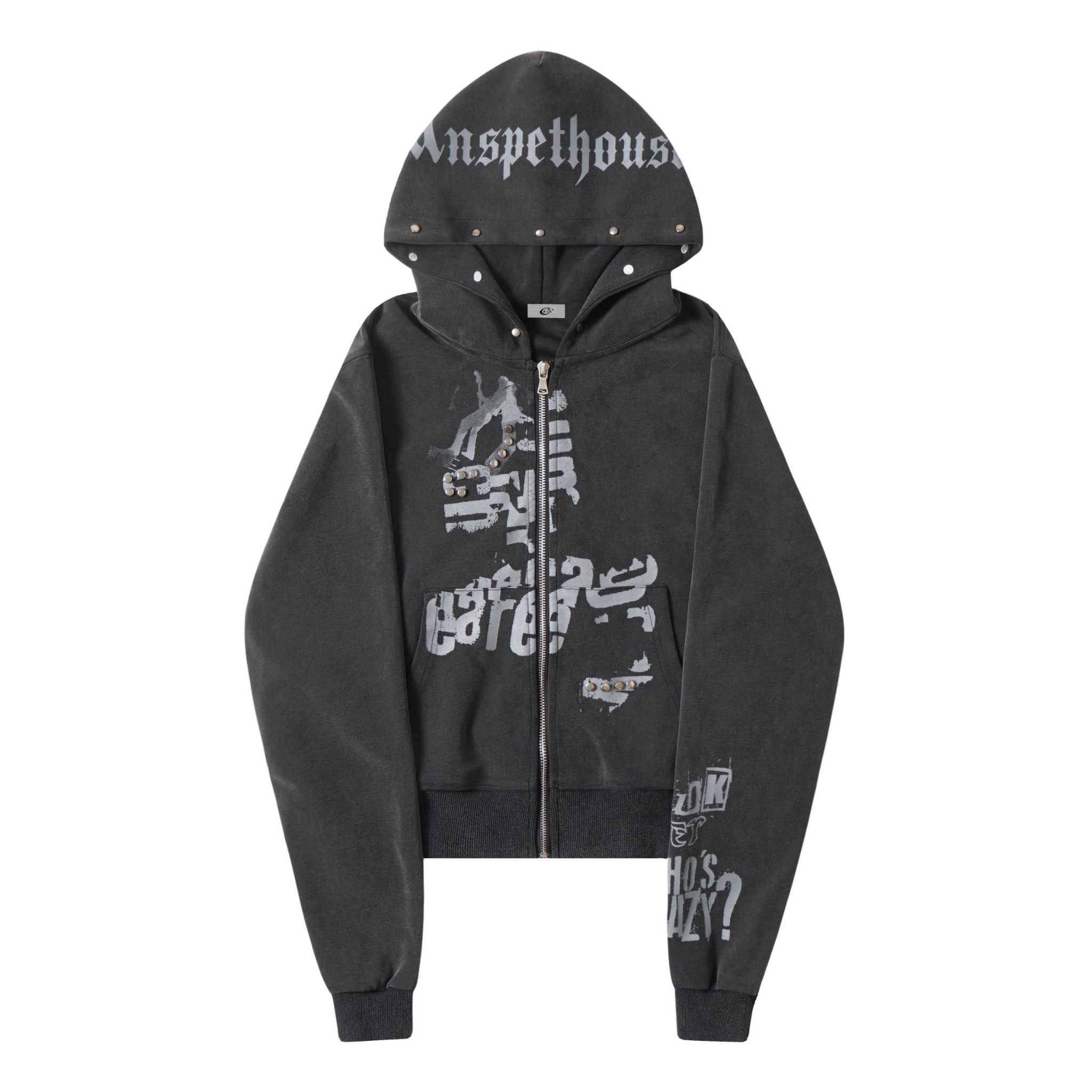 3-6-5.shop Punk Washed Zip Hoodie