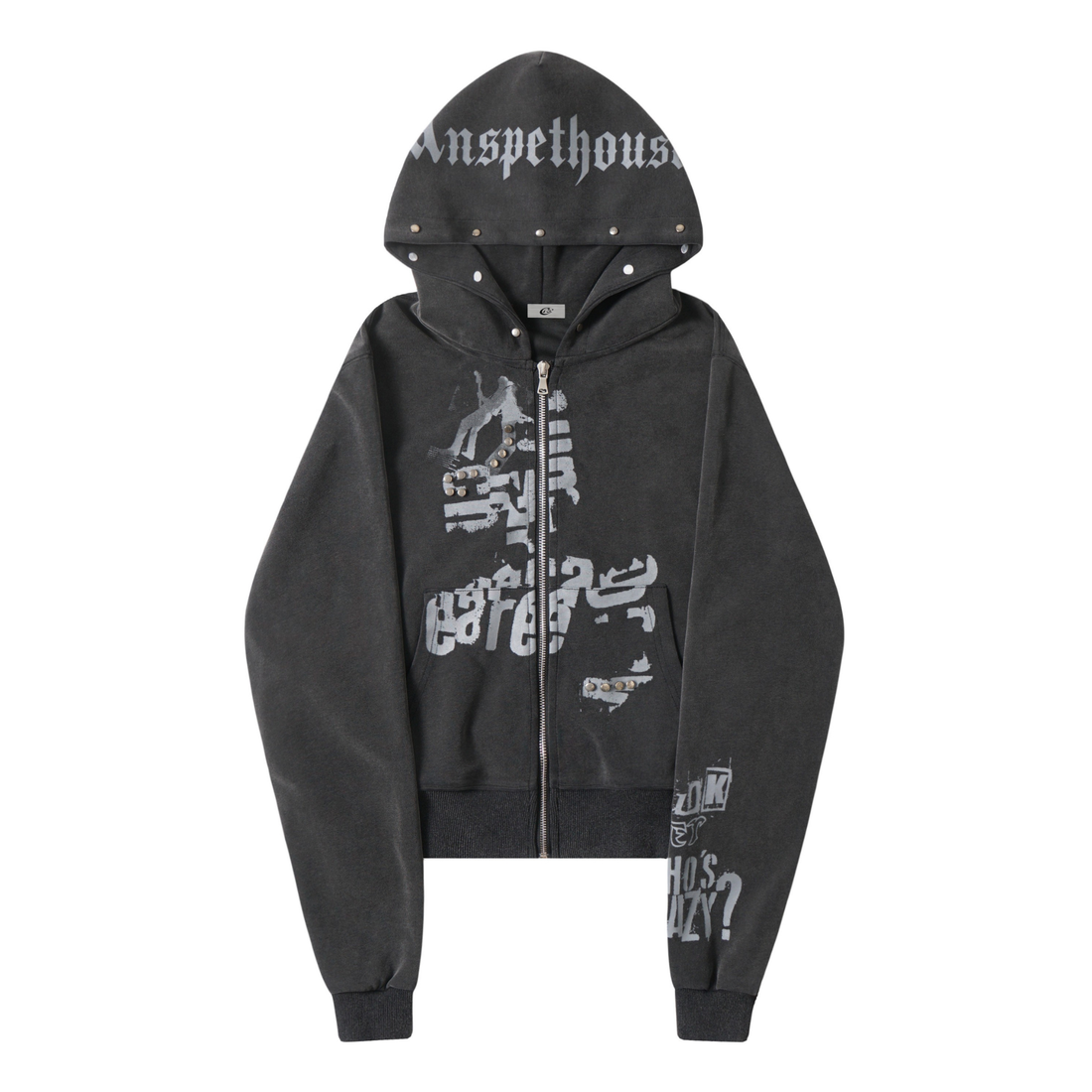 3-6-5.shop Punk Washed Zip Hoodie