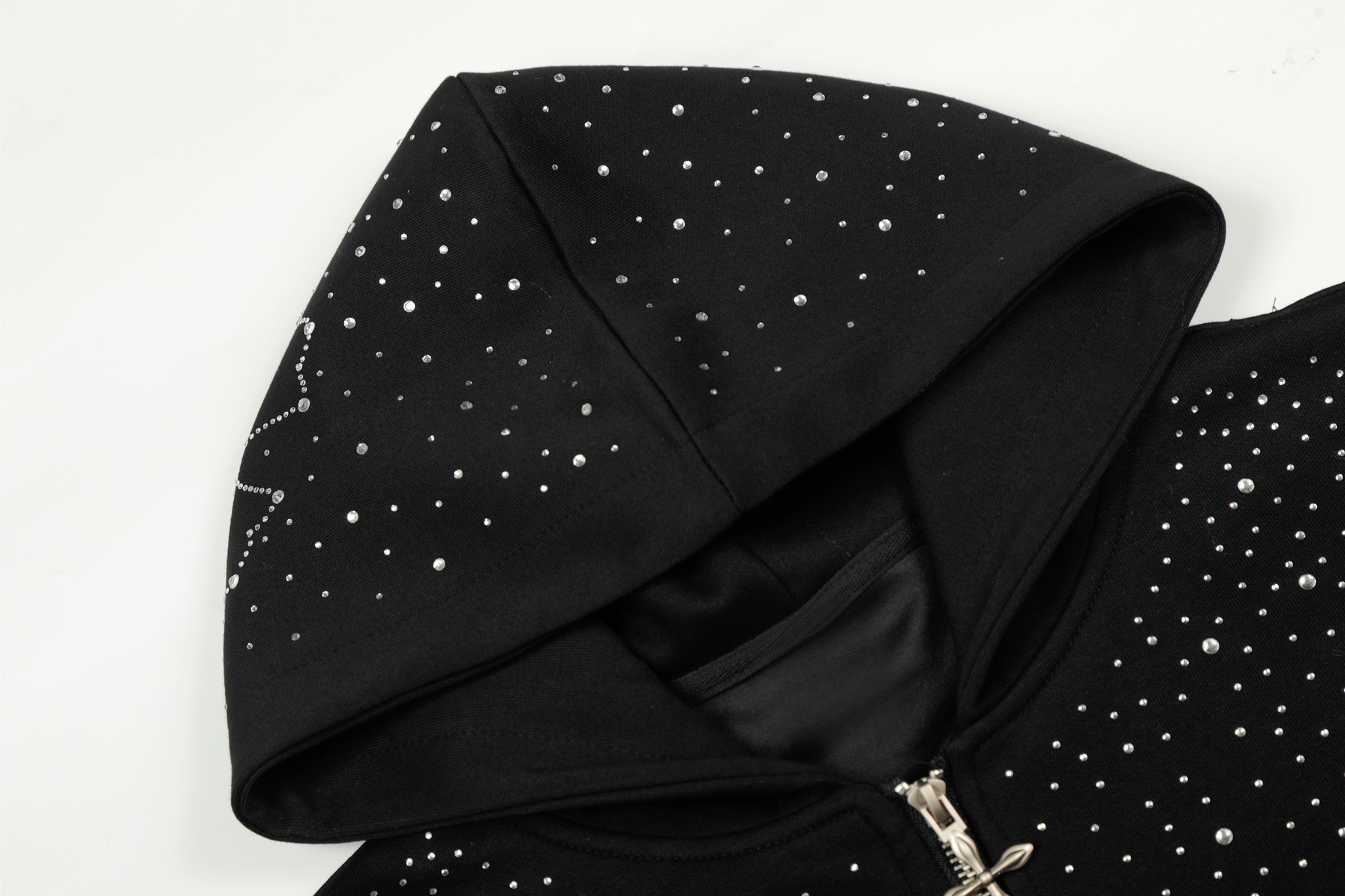 3-6-5.shop All-Over Rhinestone Zip Hoodie