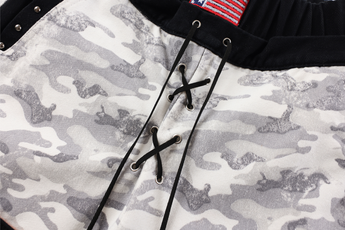 3-6-5.shop Camo Patchwork Cargo Curved Pants