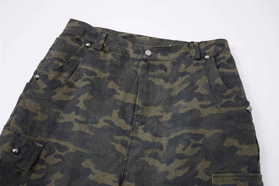 3-6-5.shop Camo Wide-Leg Cargo Pants