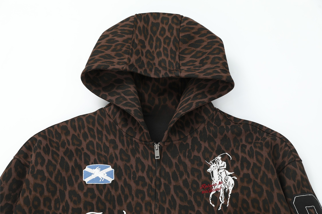 3-6-5.shop Leopard Crest Zip Hoodie