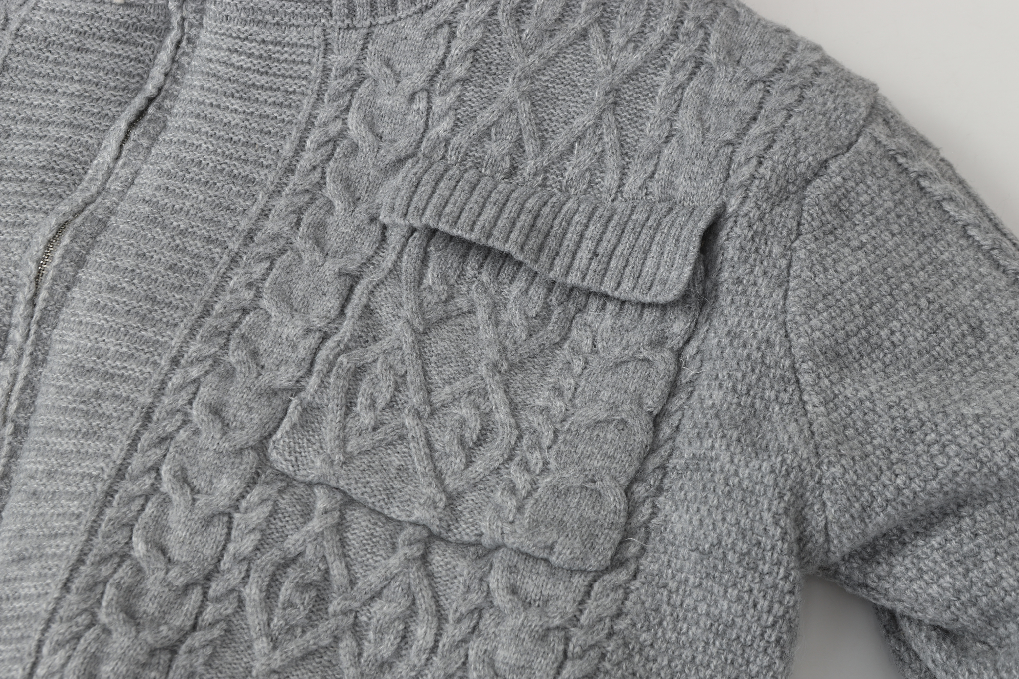 3-6-5.shop Fleece-Lined Cable Knit Jacket