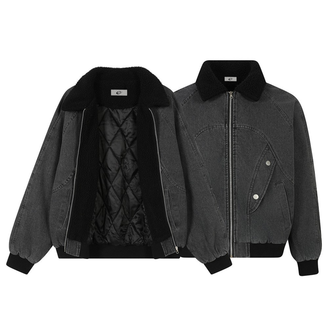 3-6-5.shop Quilted Denim Sherpa Jacket