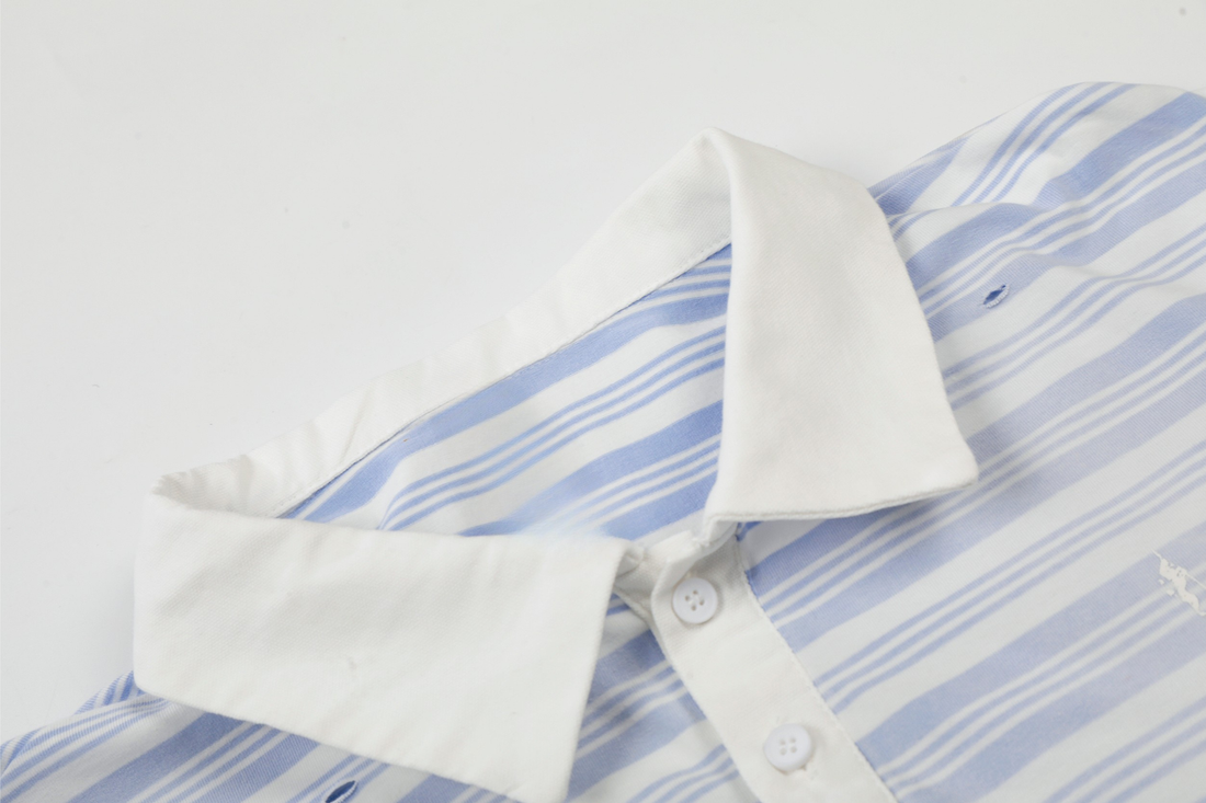 3-6-5.shop Striped Long Sleeve Polo Shirt