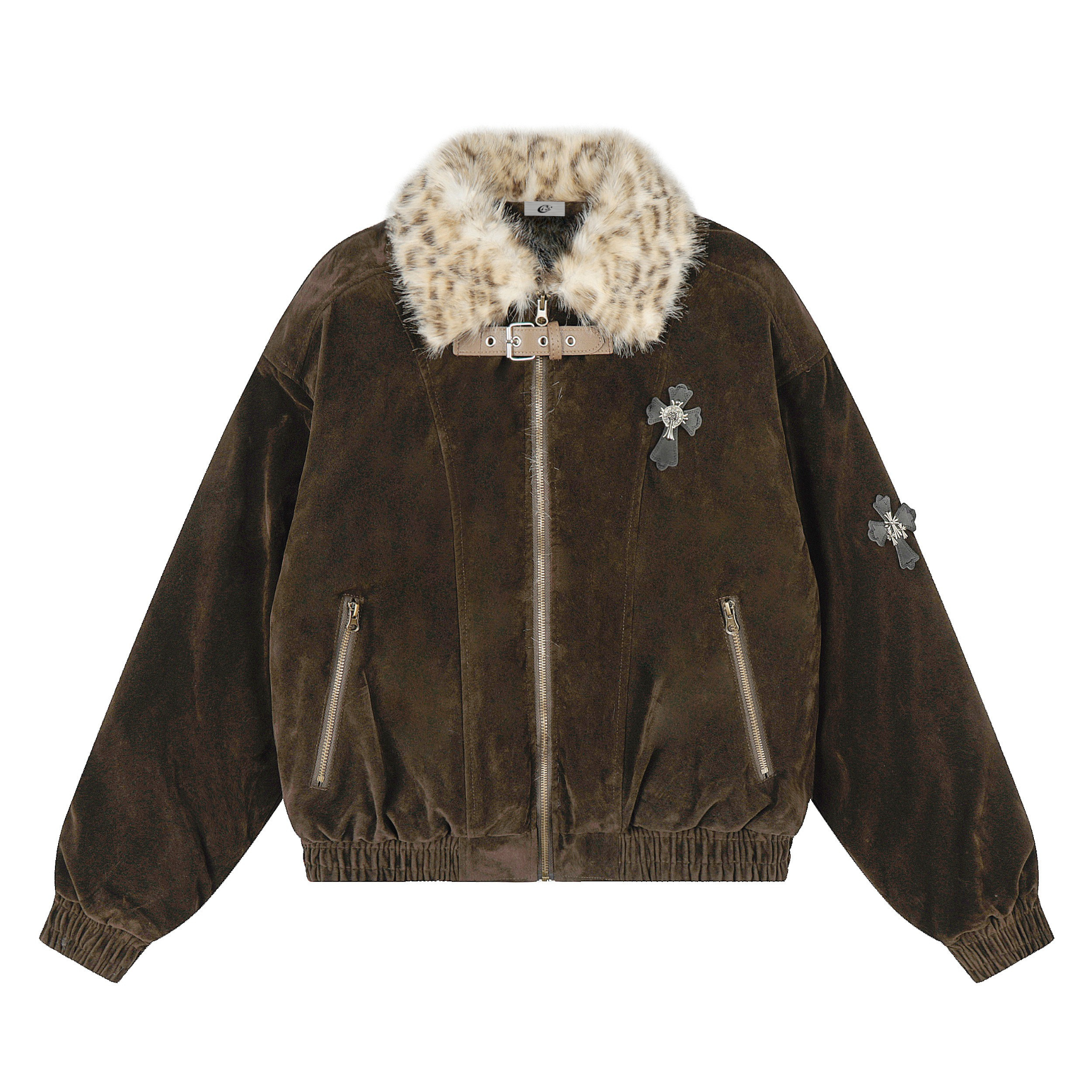 3-6-5.shop Faux Fur Collar Suede-Texture Jacket