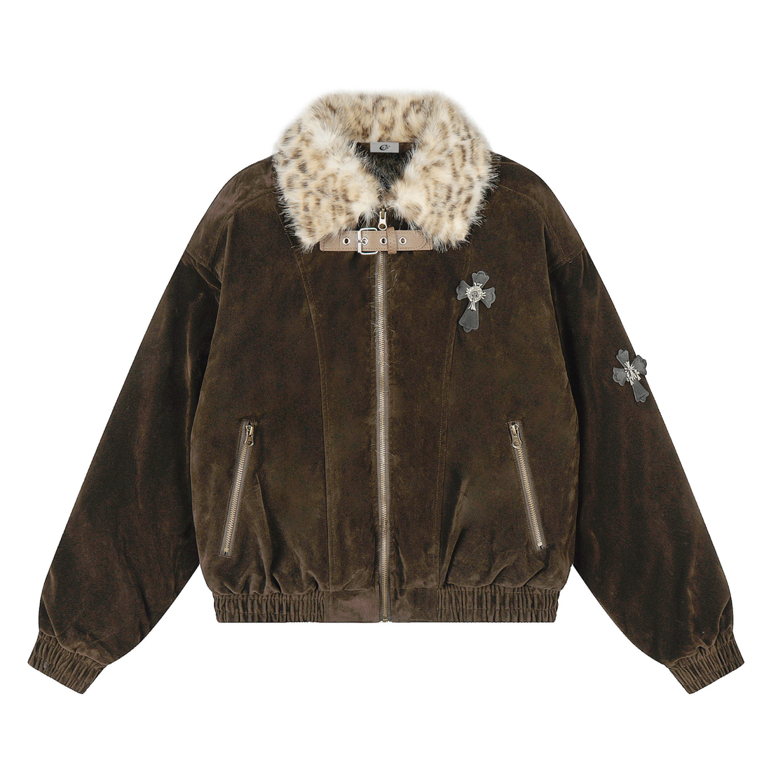 3-6-5.shop Faux Fur Collar Suede-Texture Jacket