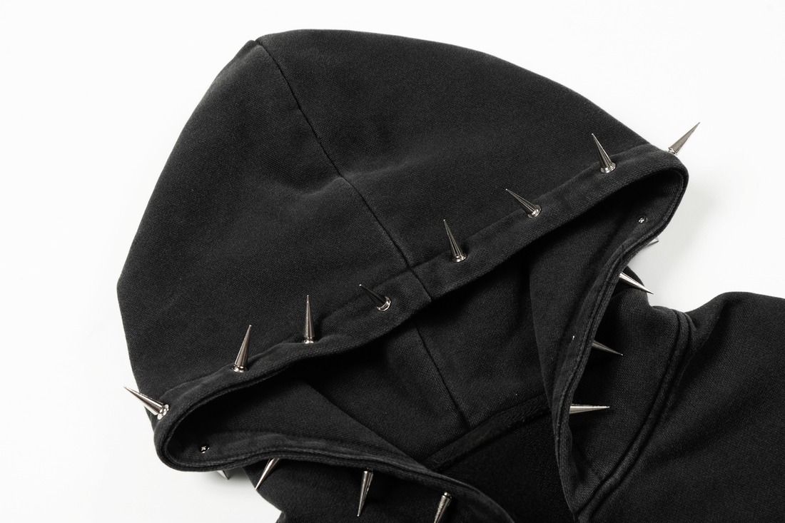 3-6-5.shop Studded Zip-Up Hoodie