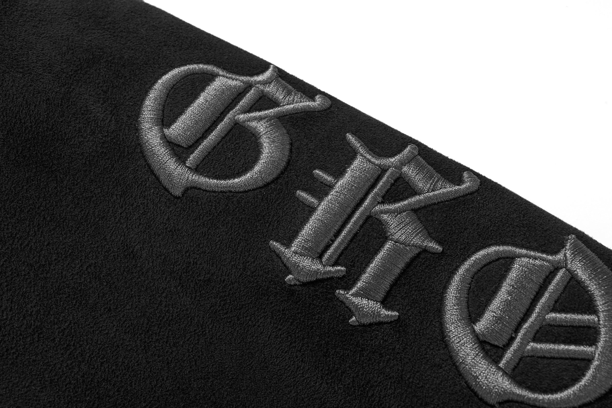 3-6-5.shop Gothic Embroidered Suede Zip Hoodie