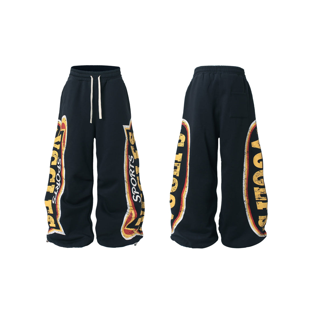 3-6-5.shop Fleece-Lined Sports Letter Wide-Leg Sweatpants