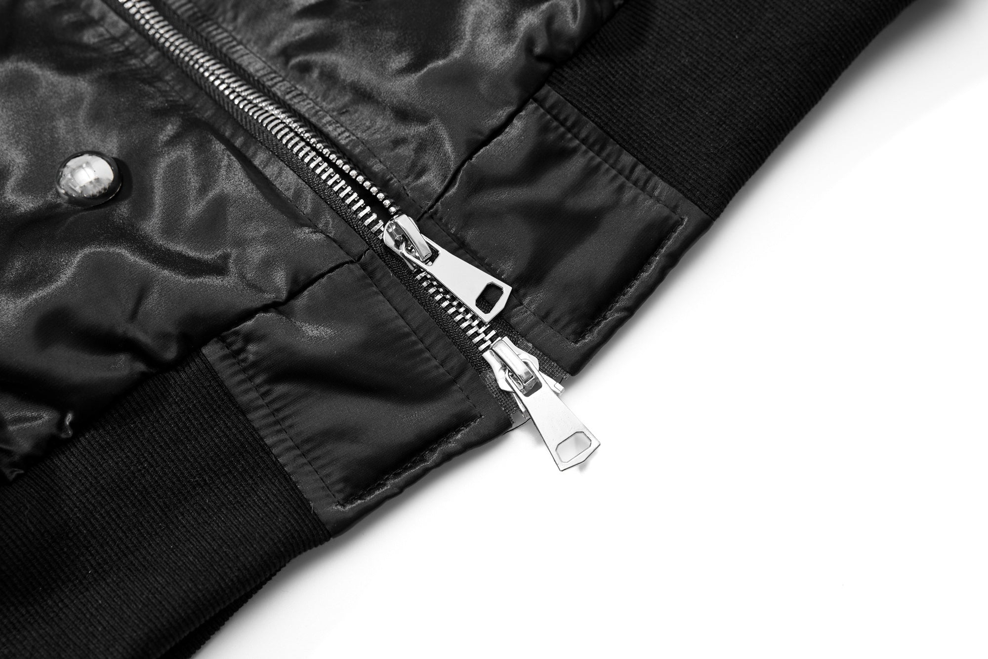 3-6-5.shop Faux Fur Collar Glossy Bomber Jacket