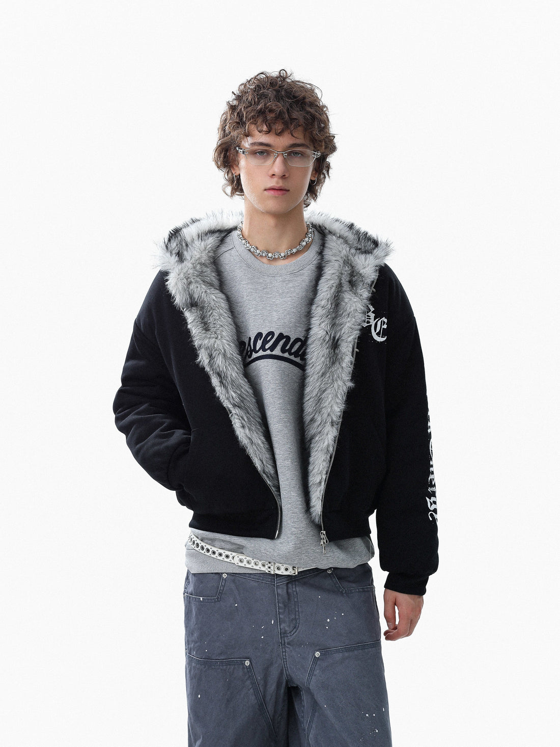 3-6-5.shop Faux Fur Lined Metal Clasp Hoodie Jacket