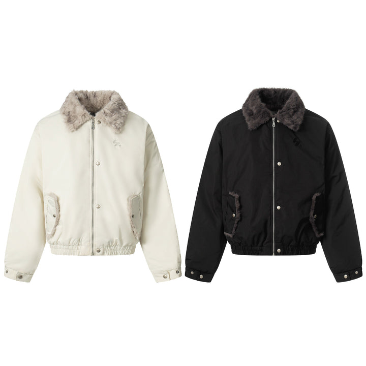 3-6-5.shop Faux Fur Collar Bomber Jacket