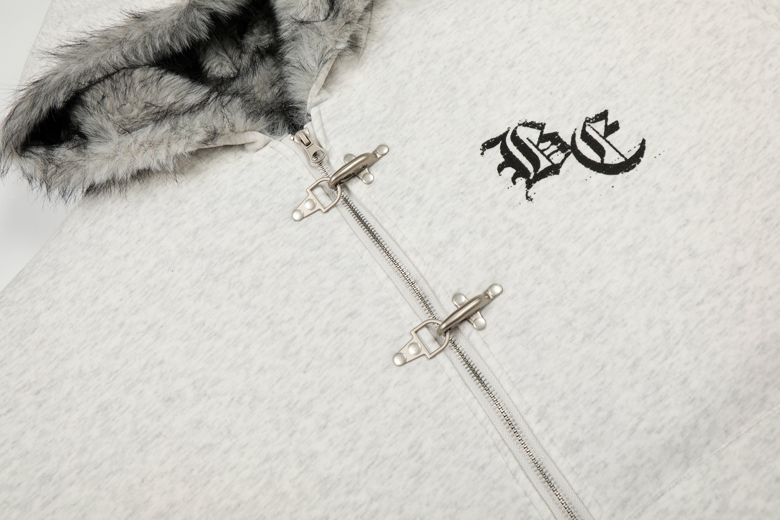 3-6-5.shop Faux Fur Lined Metal Clasp Hoodie Jacket