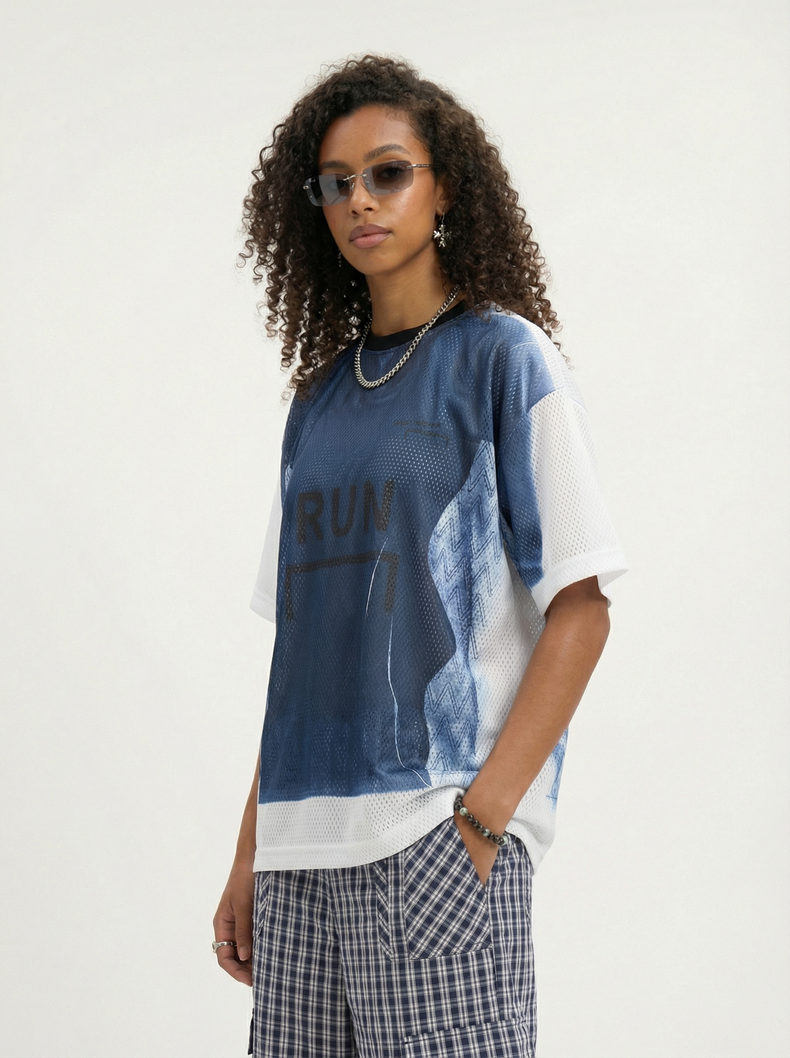 3-6-5.shop Run Graphic Mesh Jersey