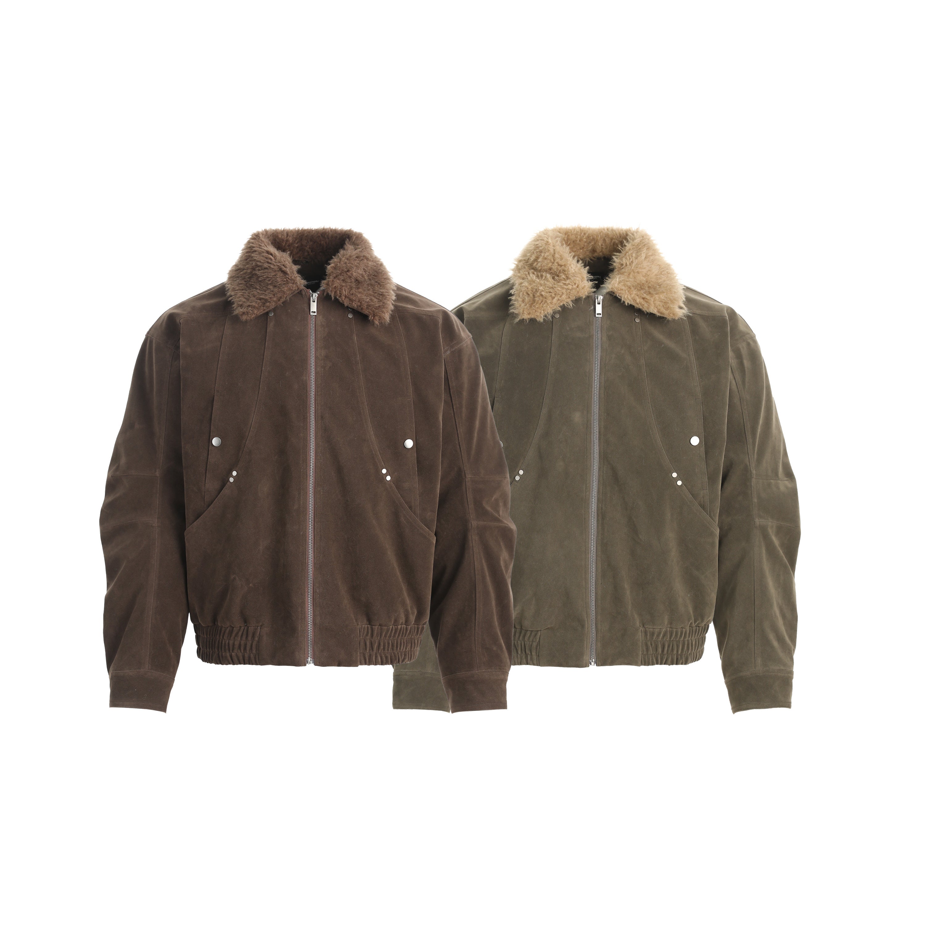 3-6-5.shop Faux-Fur Collar Vintage Bomber Jacket