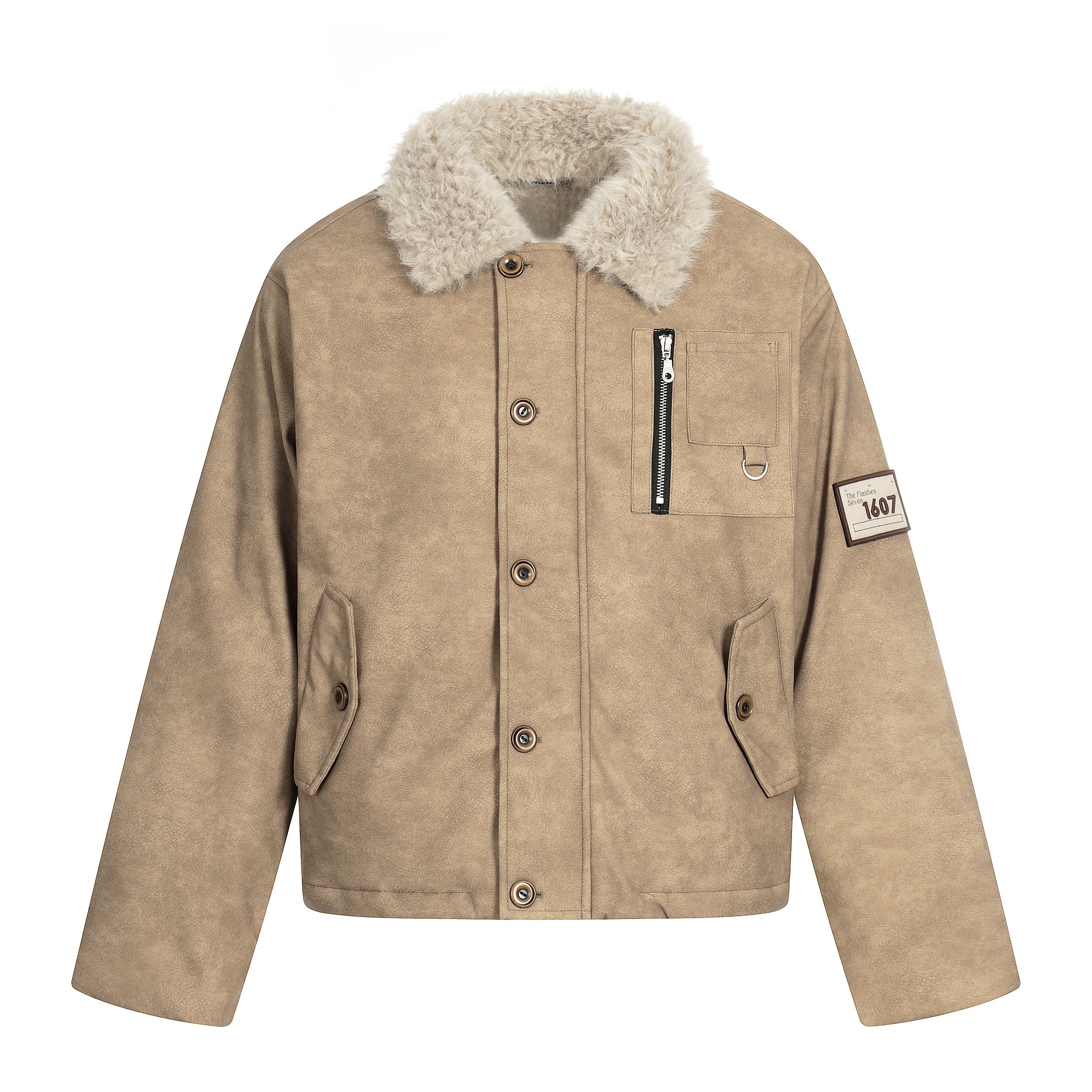 3-6-5.shop Faux Shearling Collar PU Jacket