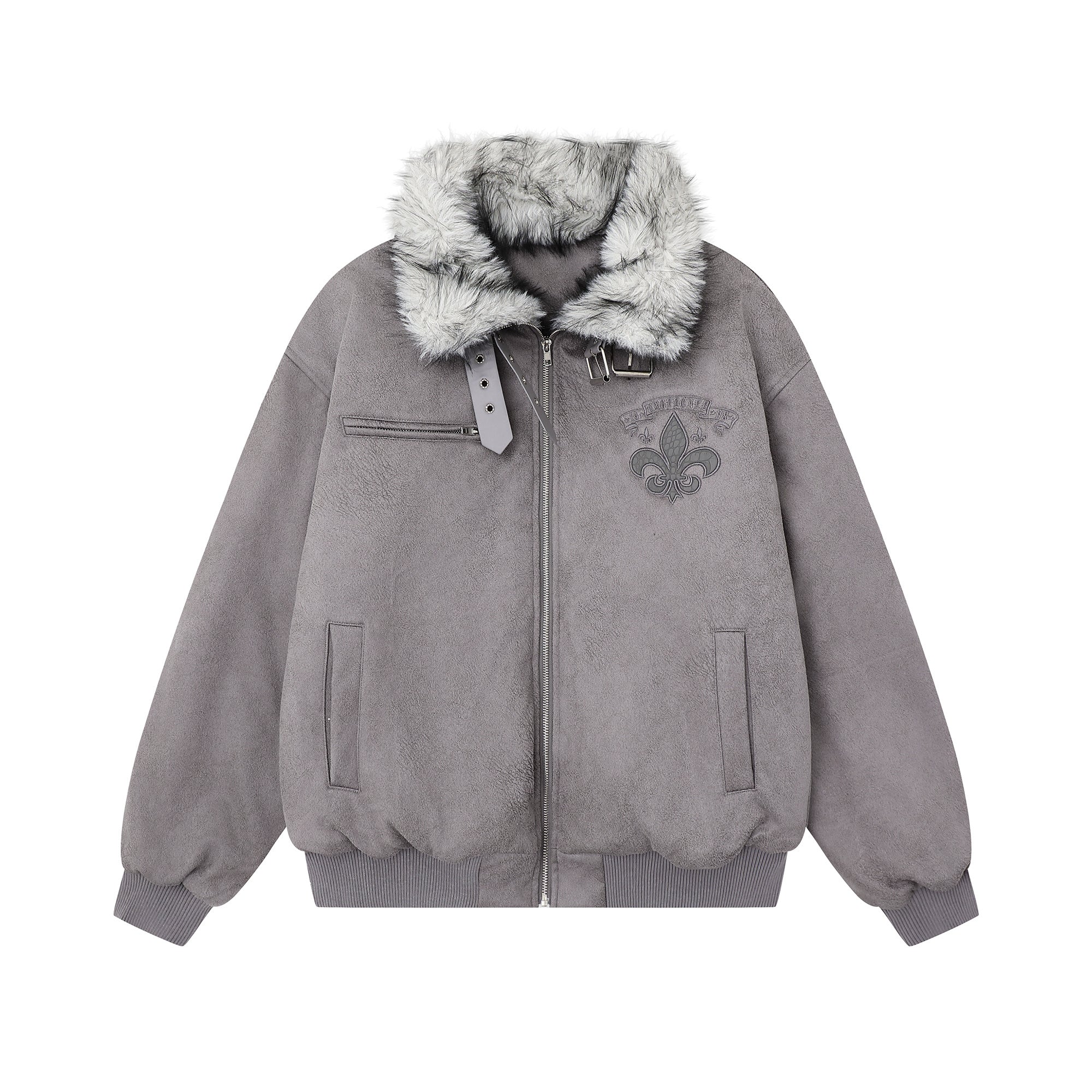 3-6-5.shop Fur-Collar Buckle Jacket