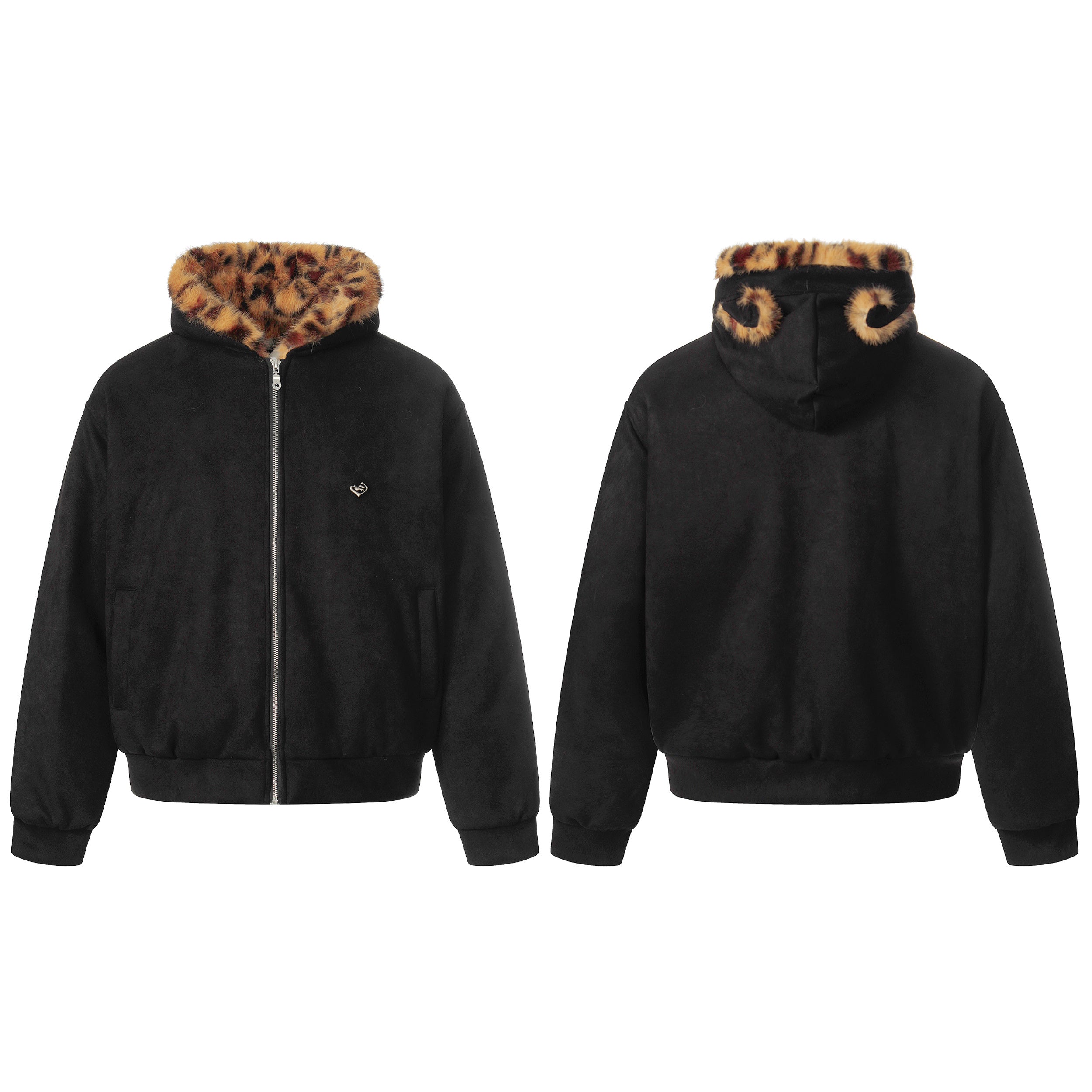 3-6-5.shop Faux Fur-Lined Leopard Hood Jacket