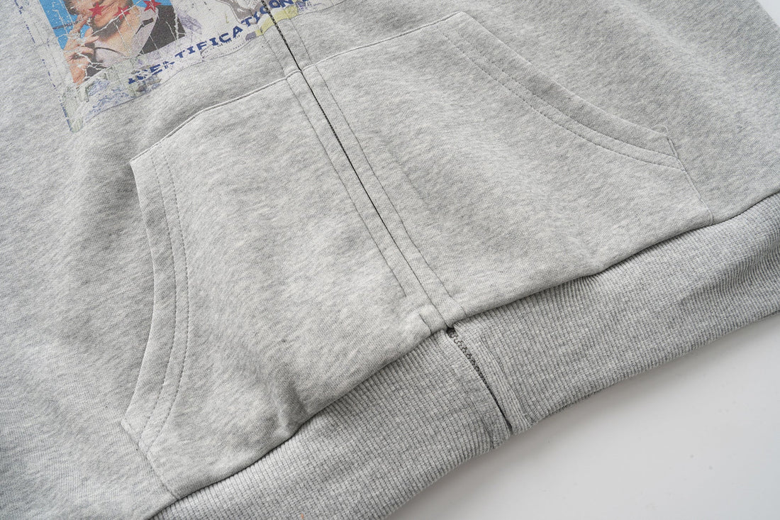 3-6-5.shop “Business Card” Graphic Zip Hoodie