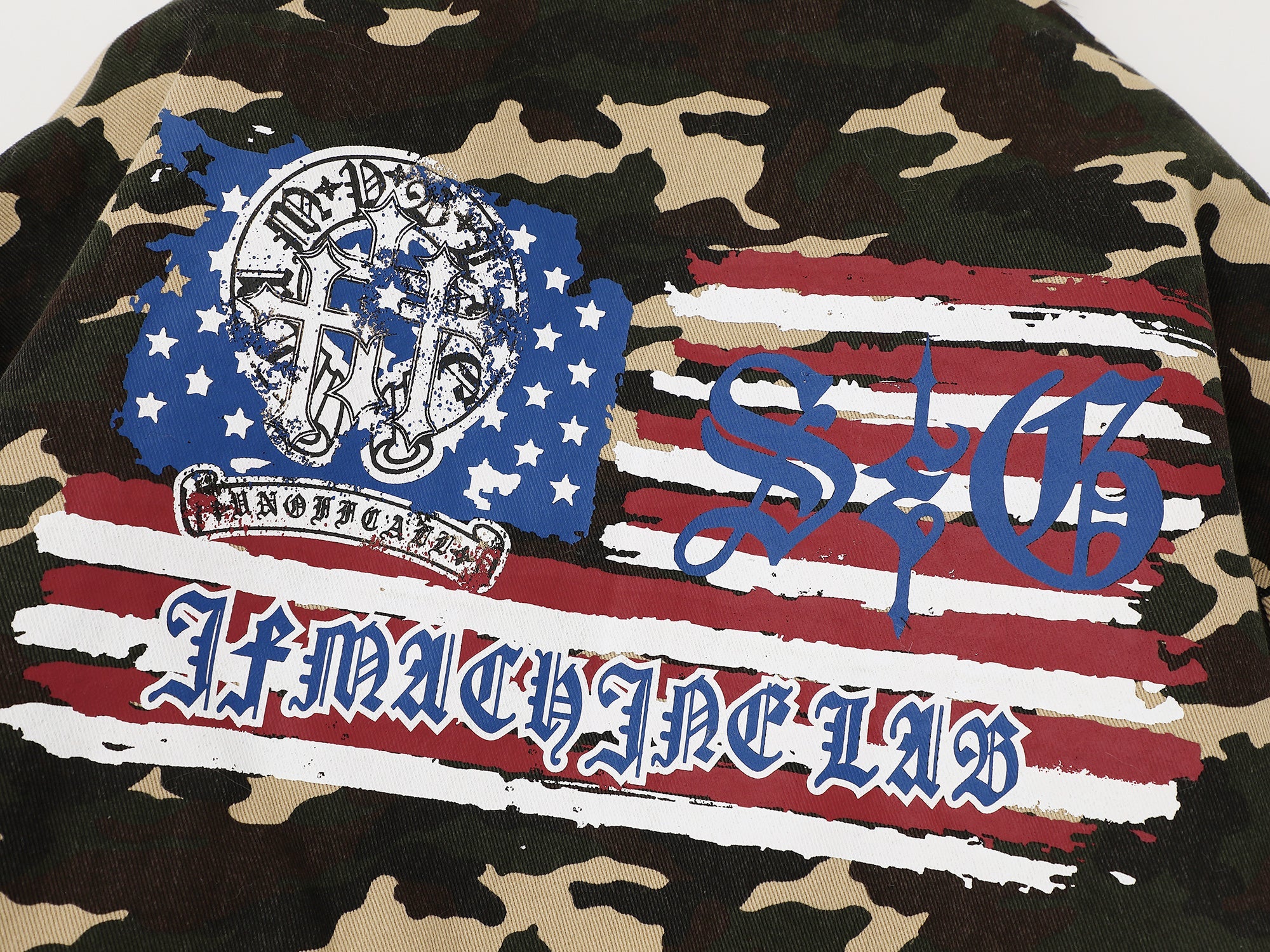 3-6-5.shop Camo Patch Fur Hoodie Jacket