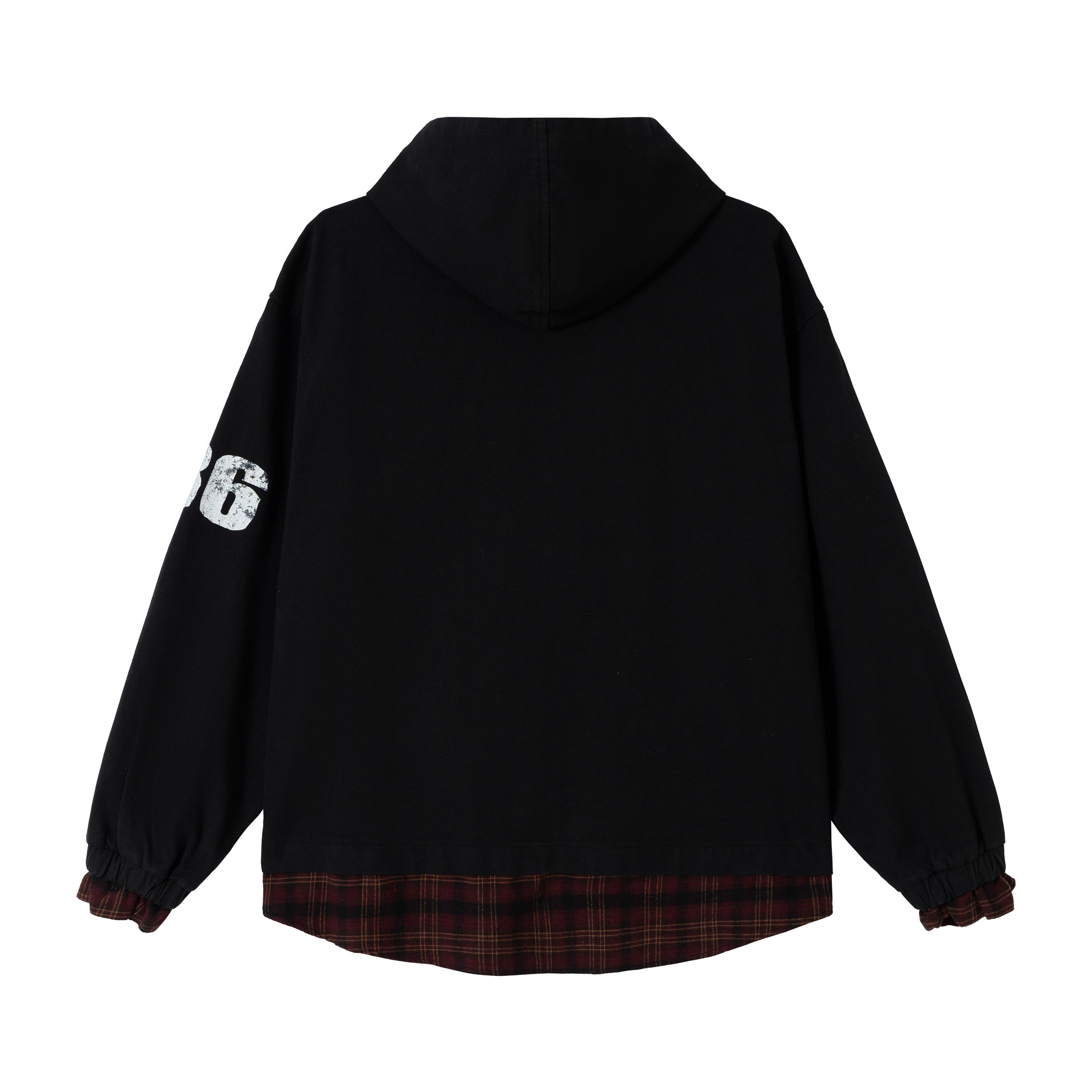 3-6-5.shop Plaid-Lined Zip Hoodie