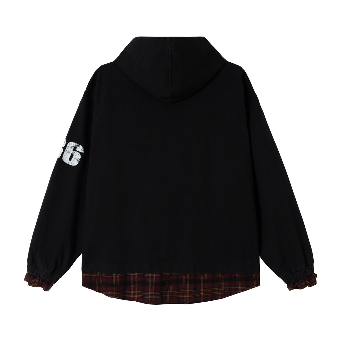 3-6-5.shop Plaid-Lined Zip Hoodie
