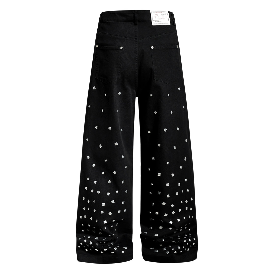 3-6-5.shop Stud Detail Wide-Leg Pants