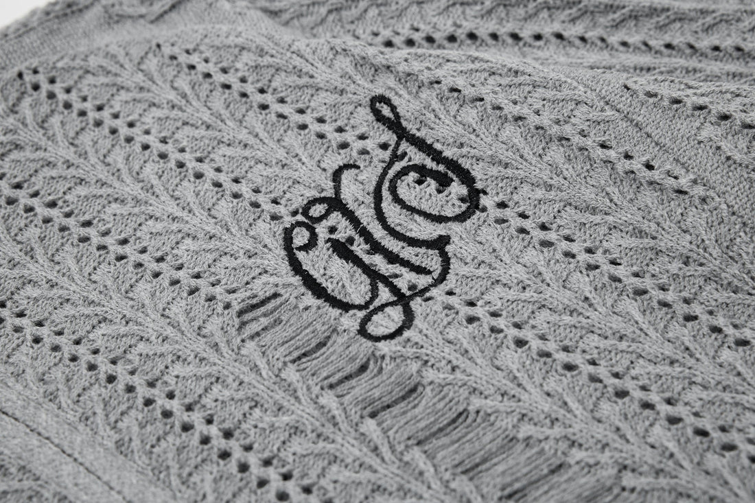 3-6-5.shop Distressed Knit Zip Cardigan