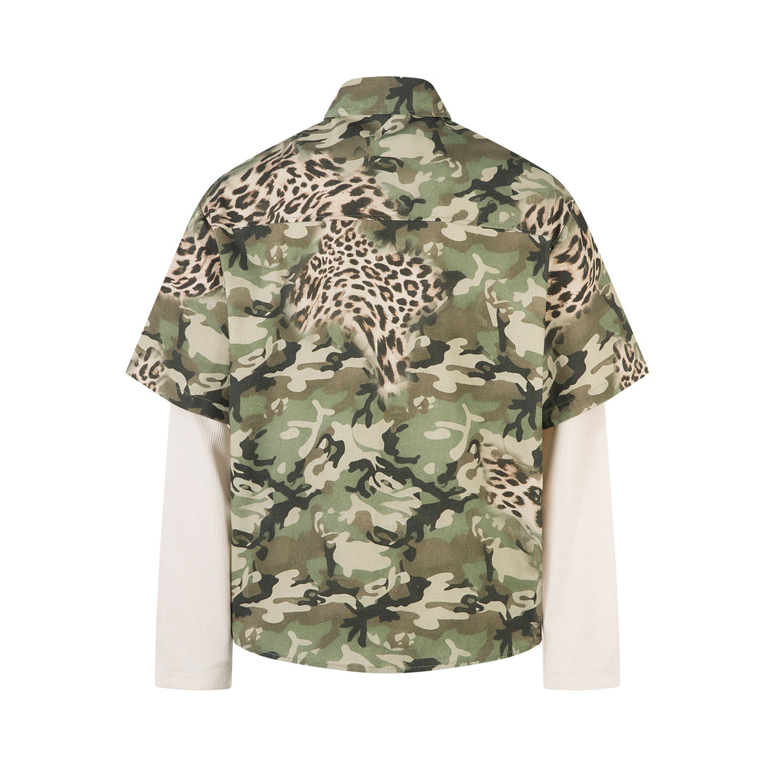 3-6-5.shop Layered Camo-Leopard Short-Sleeve Shirt