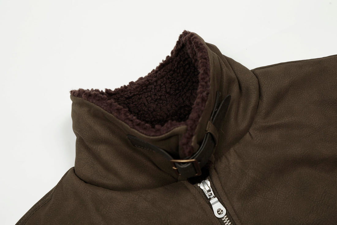 3-6-5.shop Suede-Effect Bomber Jacket