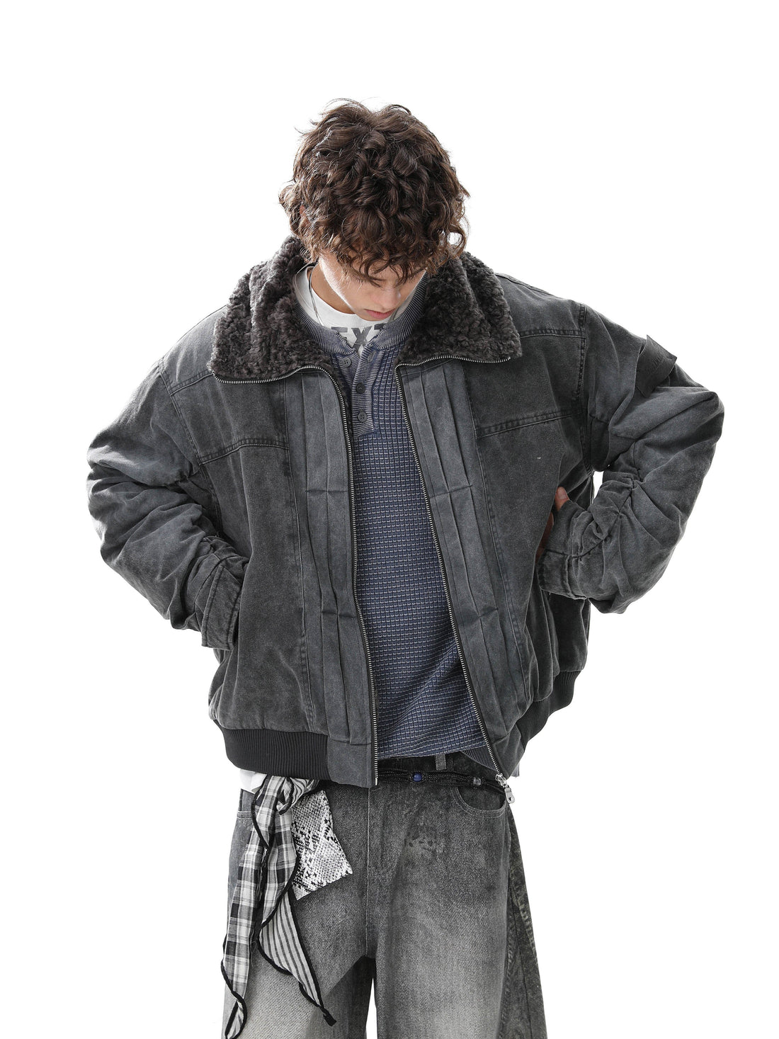3-6-5.shop Washed Cotton Bomber Jacket