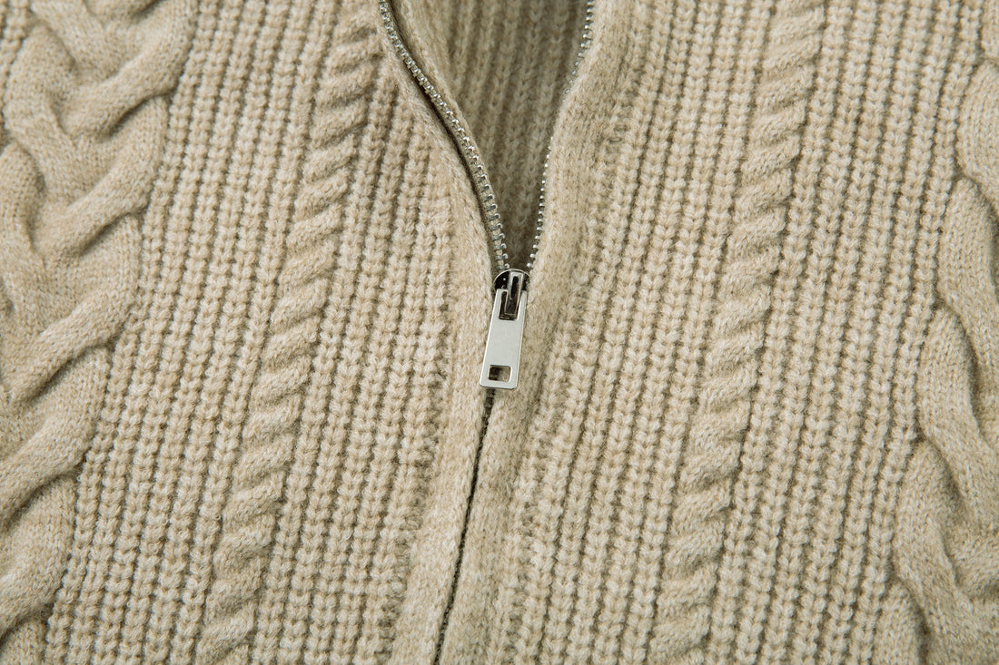 3-6-5.shop Cable Knit Zip-Up Sweater Jacket