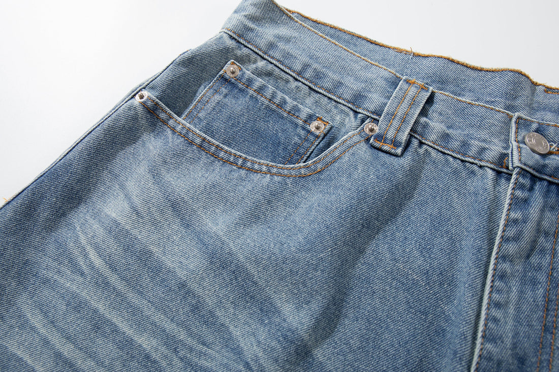 3-6-5.shop Washed Wide-Leg Denim Pants