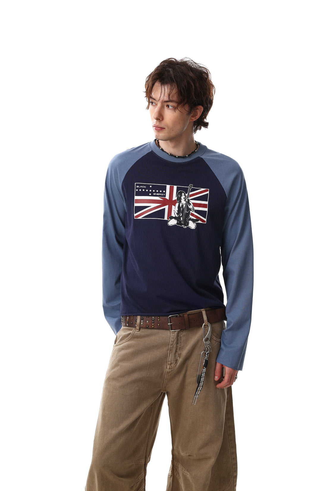3-6-5.shop Union Flag Graphic Raglan Long Sleeve Tee